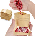 100 Pcs Small Resealable Seed Envelopes, Mini Kraft Bags with Window, 2.7"x3.5" Seed Packets Empty, Coffee Sample Bags, Food Spice Storage Bag
