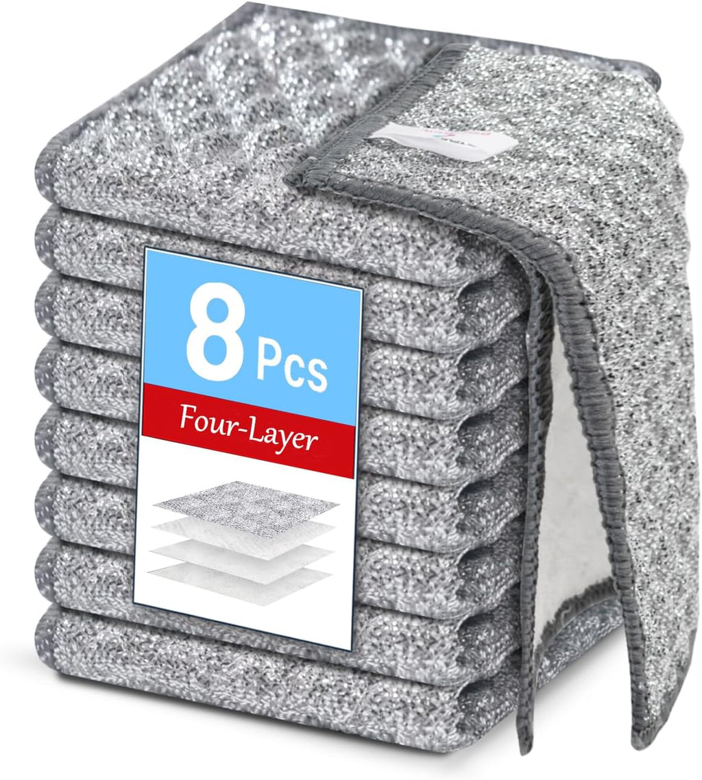 Wangjinpeng 12PK 3-Layer Non-Scratch Wire Dishcloths, 7.87 x 7.87 in