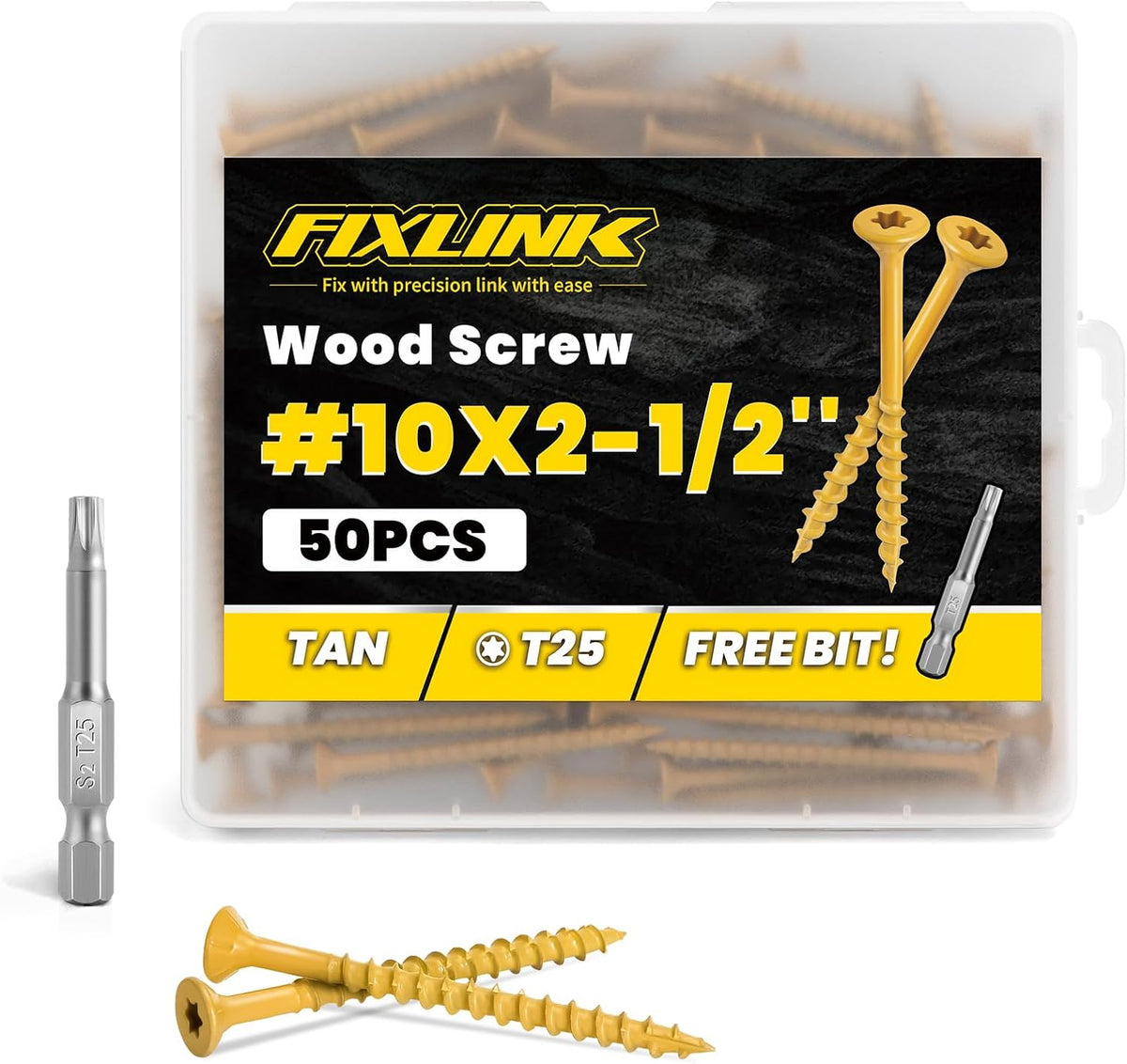 Deck Screws 3 Inch, 310PCS, FIXLINK #10 x 3 Wood Screws, Tan
