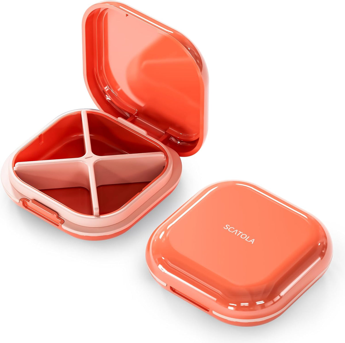 ONTERATE Small Pill Case, Travel Pill Box with 4 Compartments, Purple