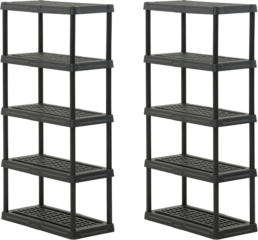 CENTREX 4-Tier Heavy Duty Plastic Storage Shelves for Garage, Black