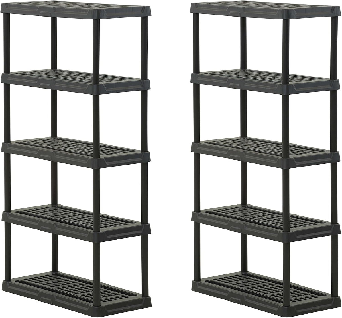 CENTREX 4-Tier Heavy Duty Plastic Storage Shelves for Garage, Black