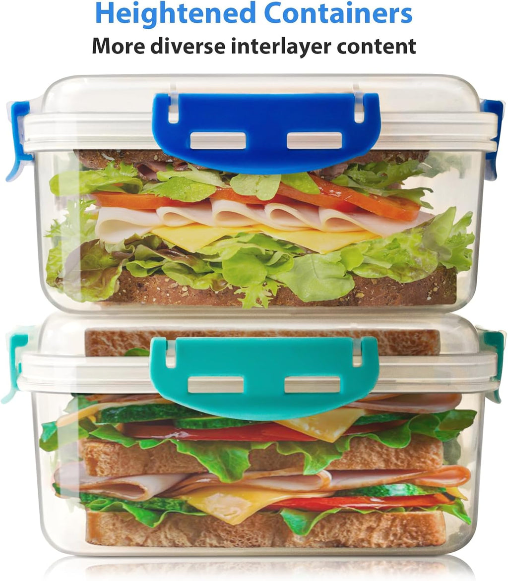 4 PCS Sandwich Containers 100% Airtight BPA-Free Microwave Dishwasher Safe