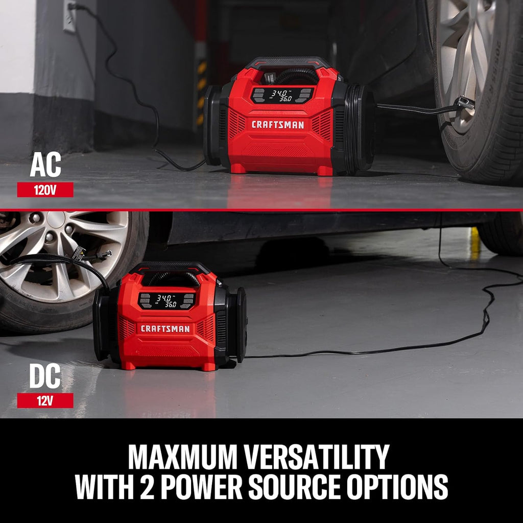 CRAFTSMAN Dual Power Tire Inflator with Digital Gauge & Auto Shut-Off