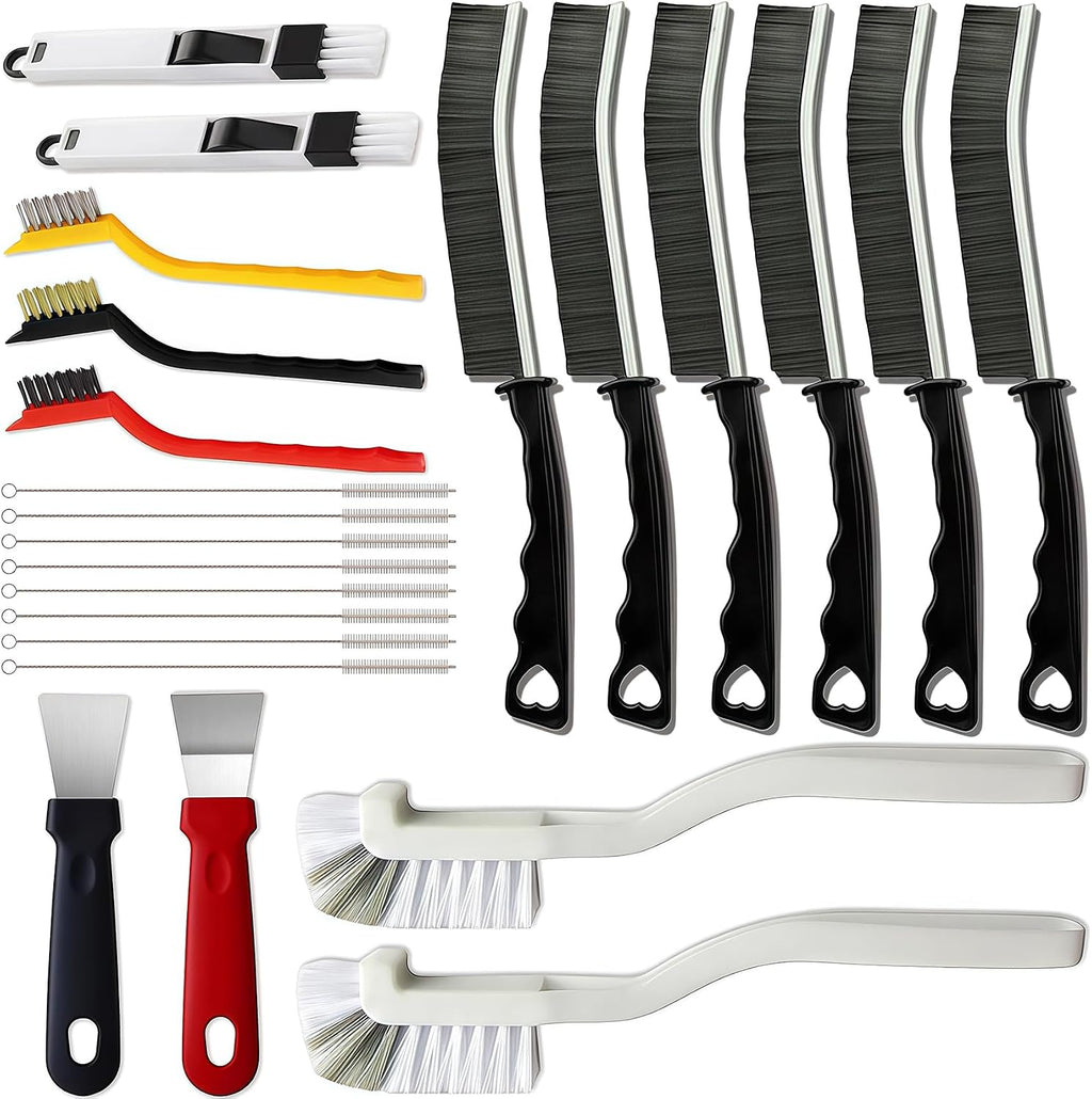 23Pcs Crevice Cleaning Brush Set, Hard Bristle Scrub Brushes Tools for Gaps