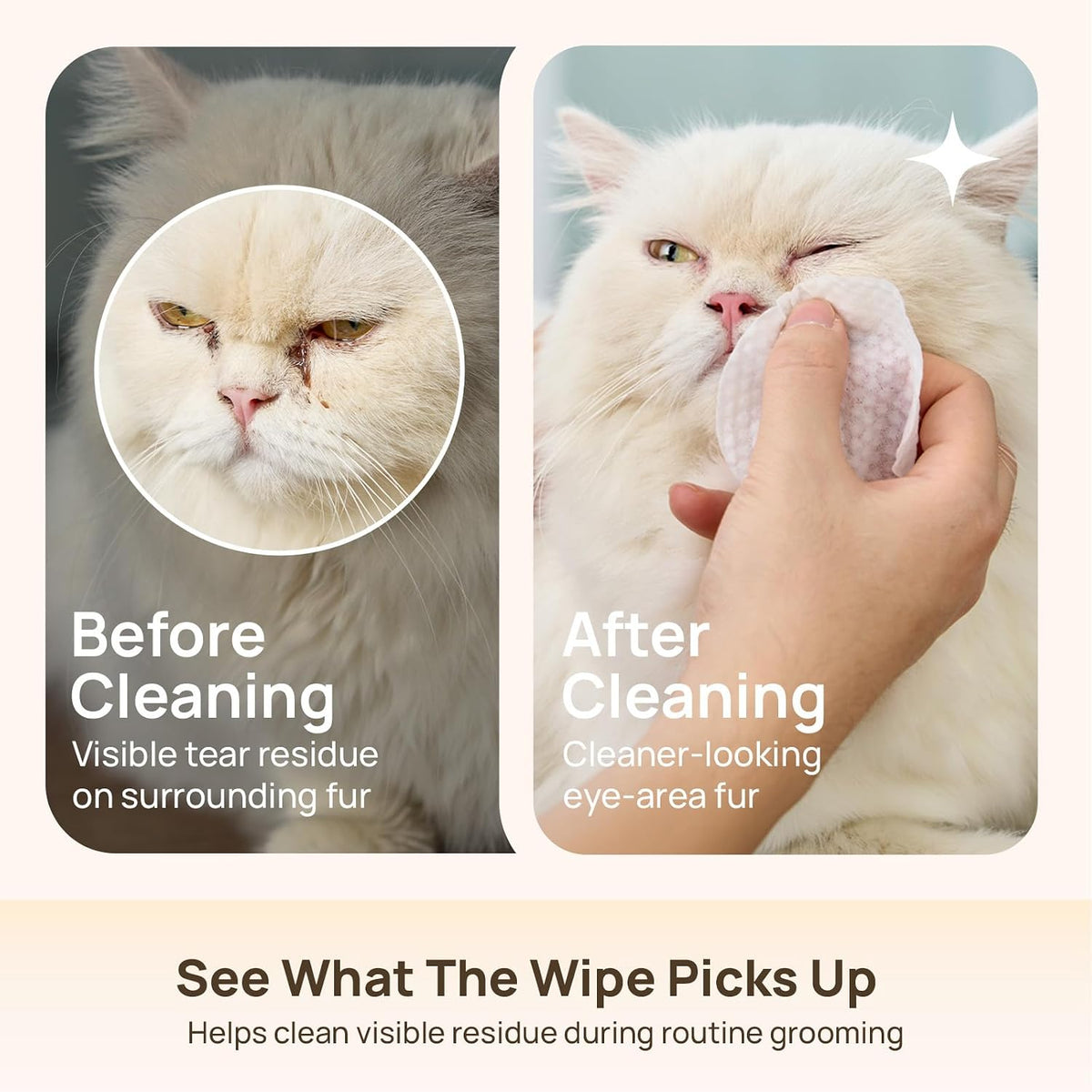 HICC PET Eye Wipes for Dogs & Cats, Pet Face Wipes, 100 Count