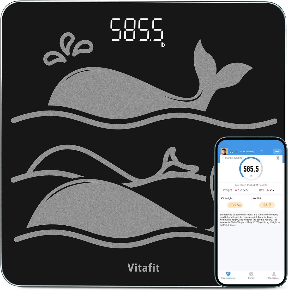 Vitafit Bathroom Scale for Body Weight Accuracy 0.1lb, Weight Scale 400lb