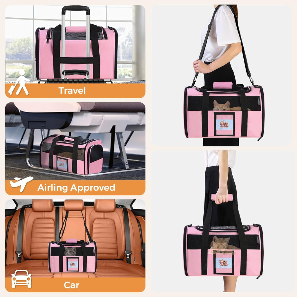 Cat Carrier Soft with Detachable Food Bowl,Soft-Sided Pet Bag(Up to 16 lbs)