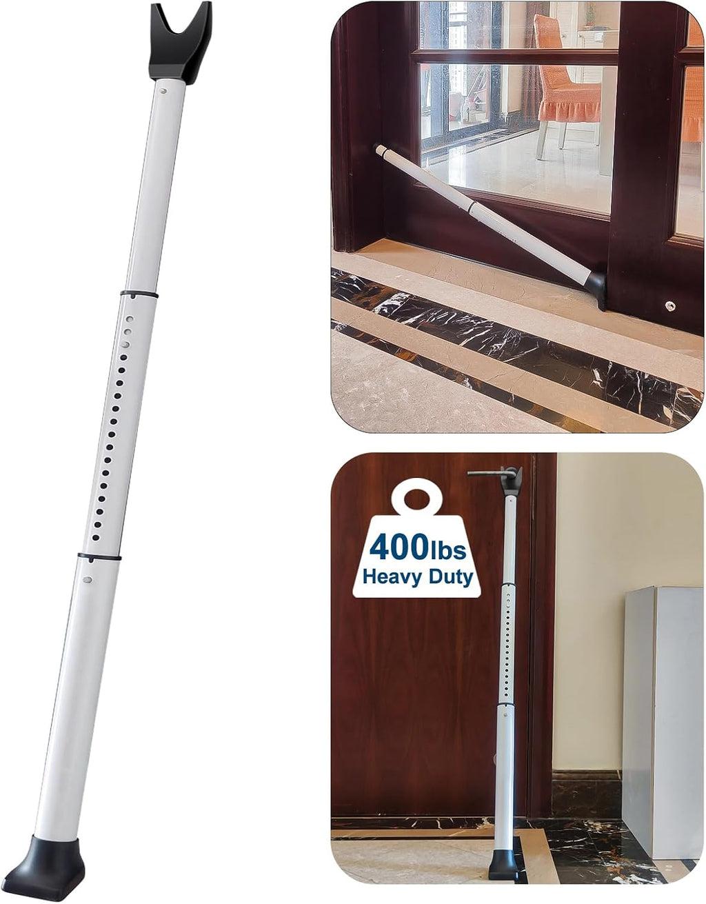 Rerishom 2 Pack Door Security Bar, Heavy Duty Patio Door Lock,White