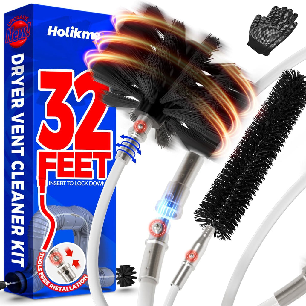 Holikme Dryer Vent Cleaner Kit - 35Ft Flexible Lint Brush for Deep Cleaning