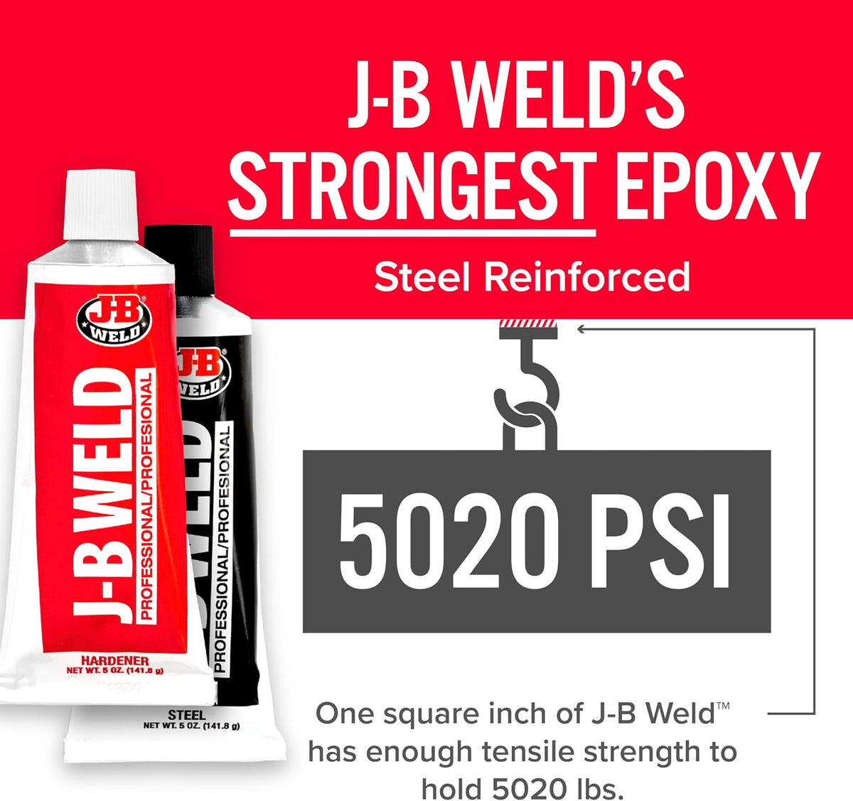 J-B Weld 8281 Professional Size Steel Reinforced Epoxy - Hardener and Steel Pack - 10 oz