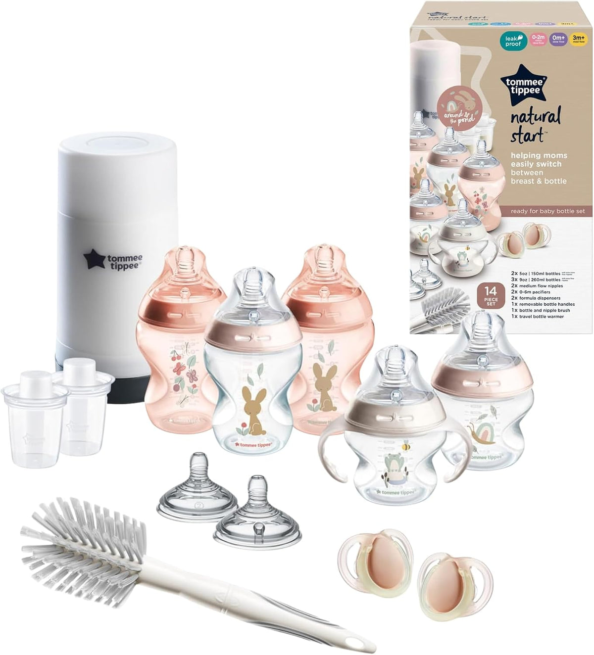 Tommee Tippee Natural Start Baby Bottle Set, Breast-Like Nipples, 0m+