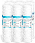Membrane Solutions 5 Micron 10"x2.5" String Wound Whole House Water Filter Replacement Cartridge Universal Sediment Filters for Well Water - 6 Pack