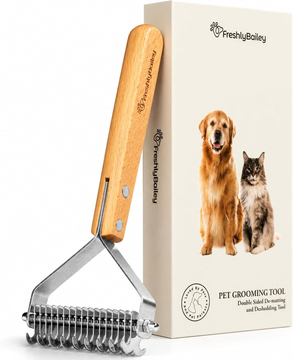 Dematting Comb for Cats and Dogs - Mat Remover - Deshedding Undercoat Rake