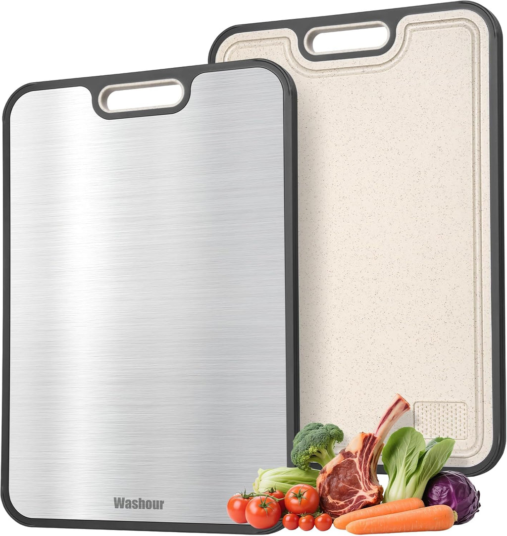 Titanium Cutting Board for Kitchen 16" x 11", 2-in-1 Non-Slip