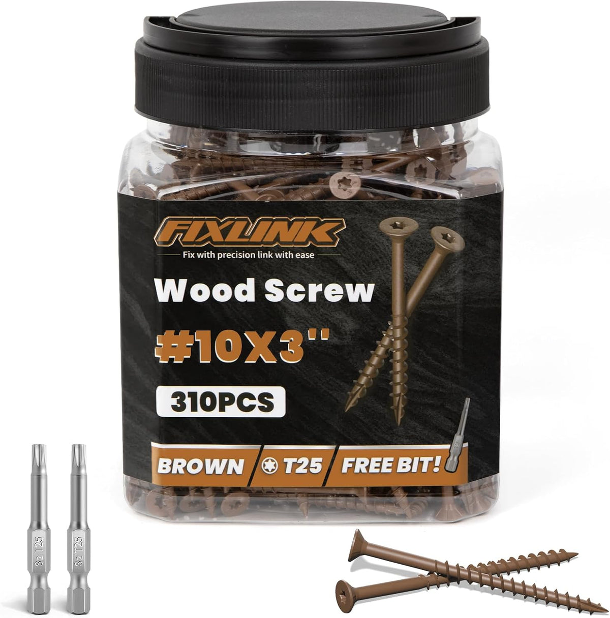 Deck Screws 3 Inch, 310PCS, FIXLINK #10 x 3 Wood Screws, Tan