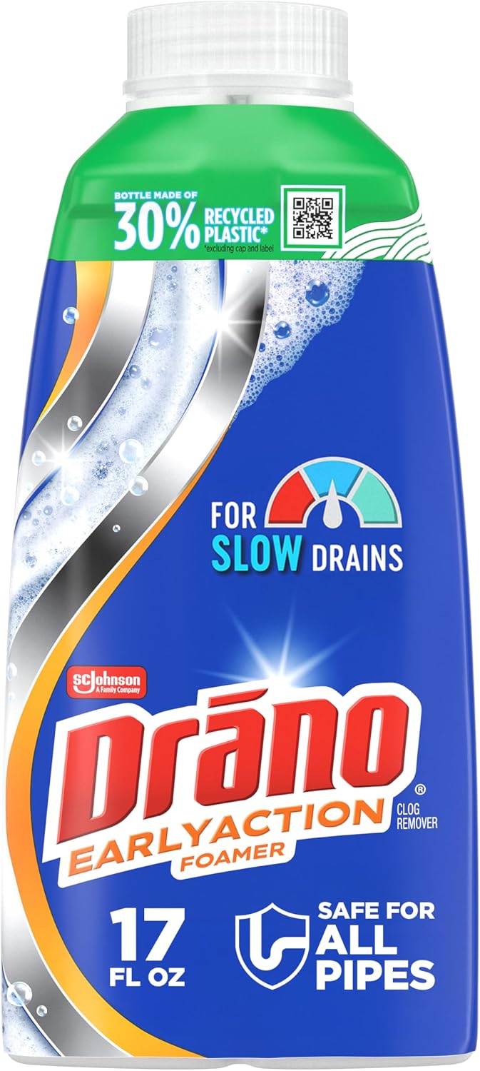 Drano EarlyAction Foamer Drain Clog Remover & Cleaner, 17oz 5-Pack