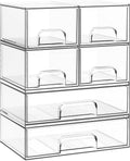 Criusia Stackable Storage Drawers, 3 Pack Clear Acrylic Makeup & Bathroom Organizer, Versatile Storage Bins for Vanity, Under Sink, Kitchen Cabinets & Pantry