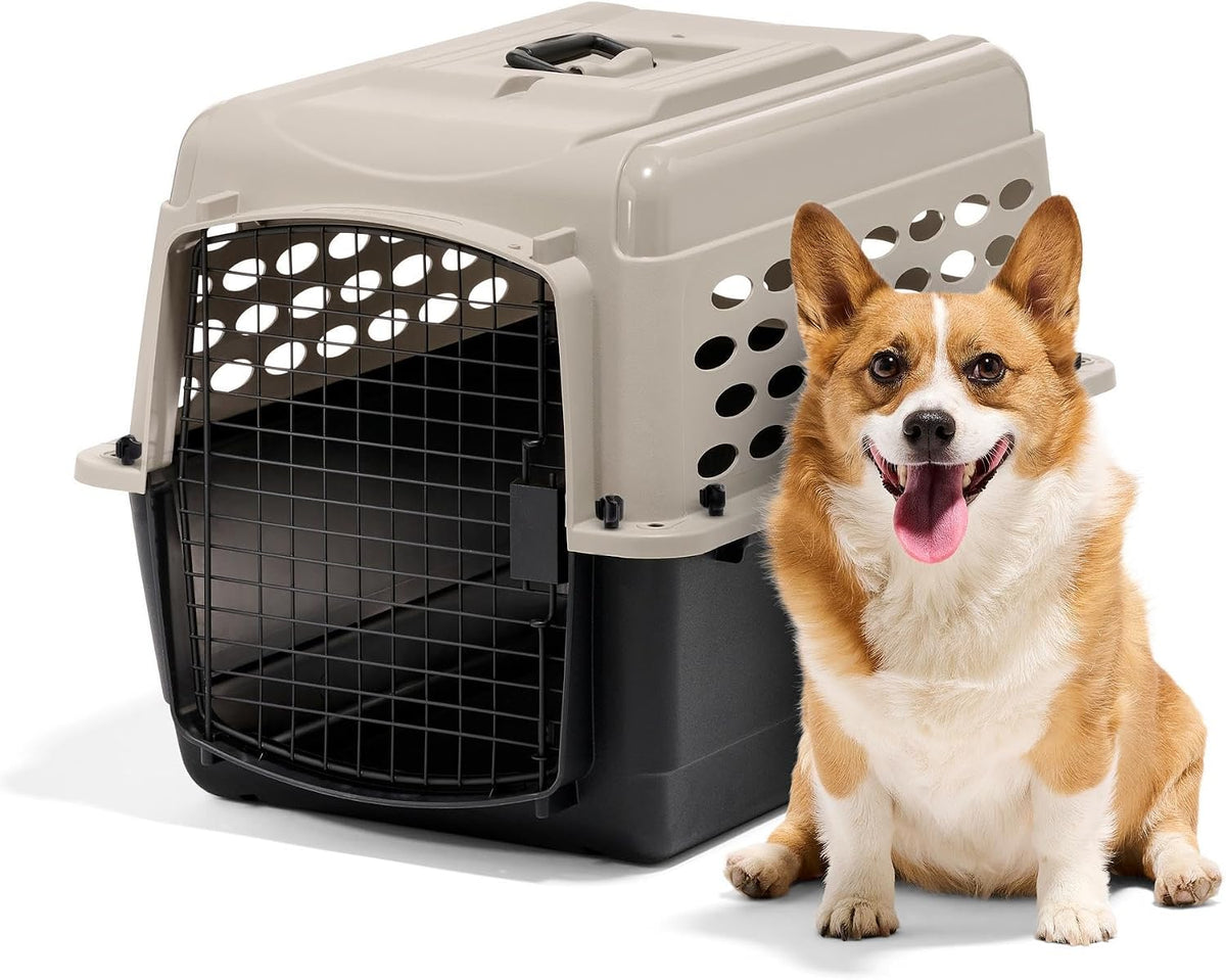 Petmate Vari Dog Kennel, Portable Pet Carrier, Taupe and Black, 28in