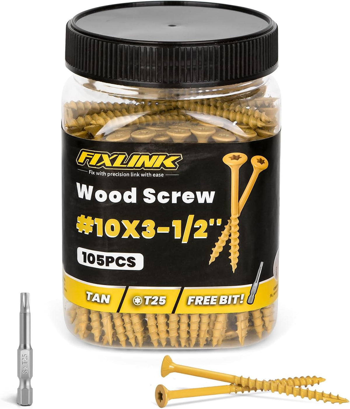 Deck Screws 3 Inch, 310PCS, FIXLINK #10 x 3 Wood Screws, Tan