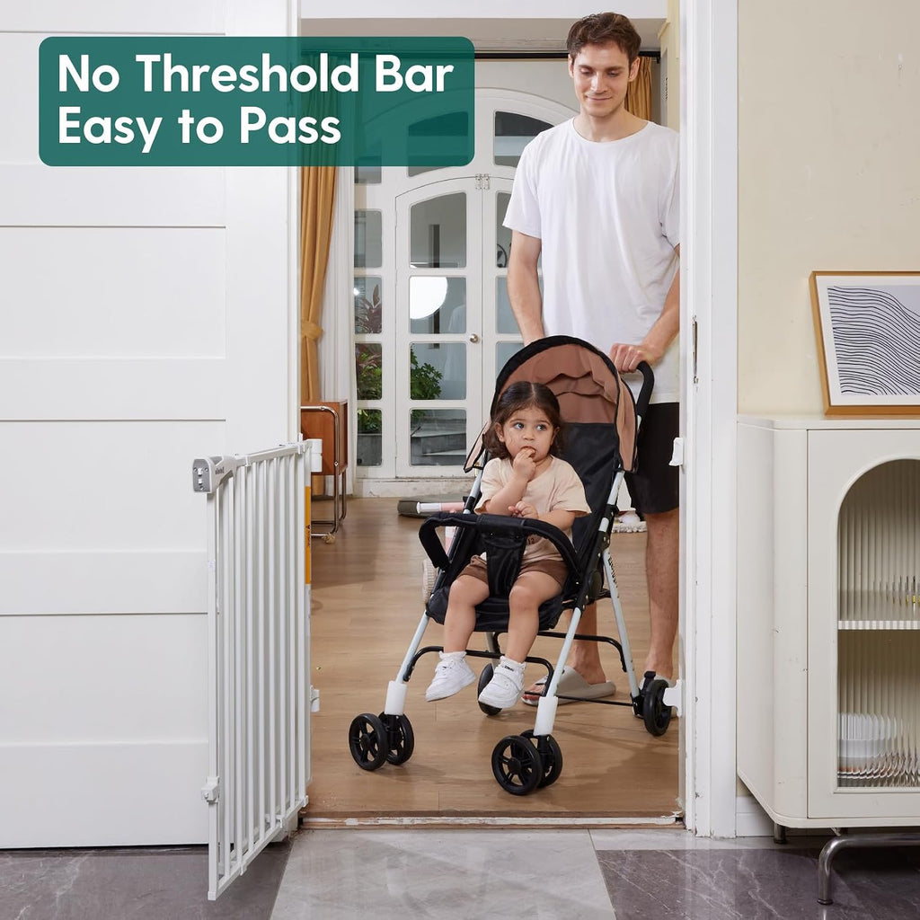 Babelio No Bottom Bar Baby Gate, 28" H x 26-43" W, White