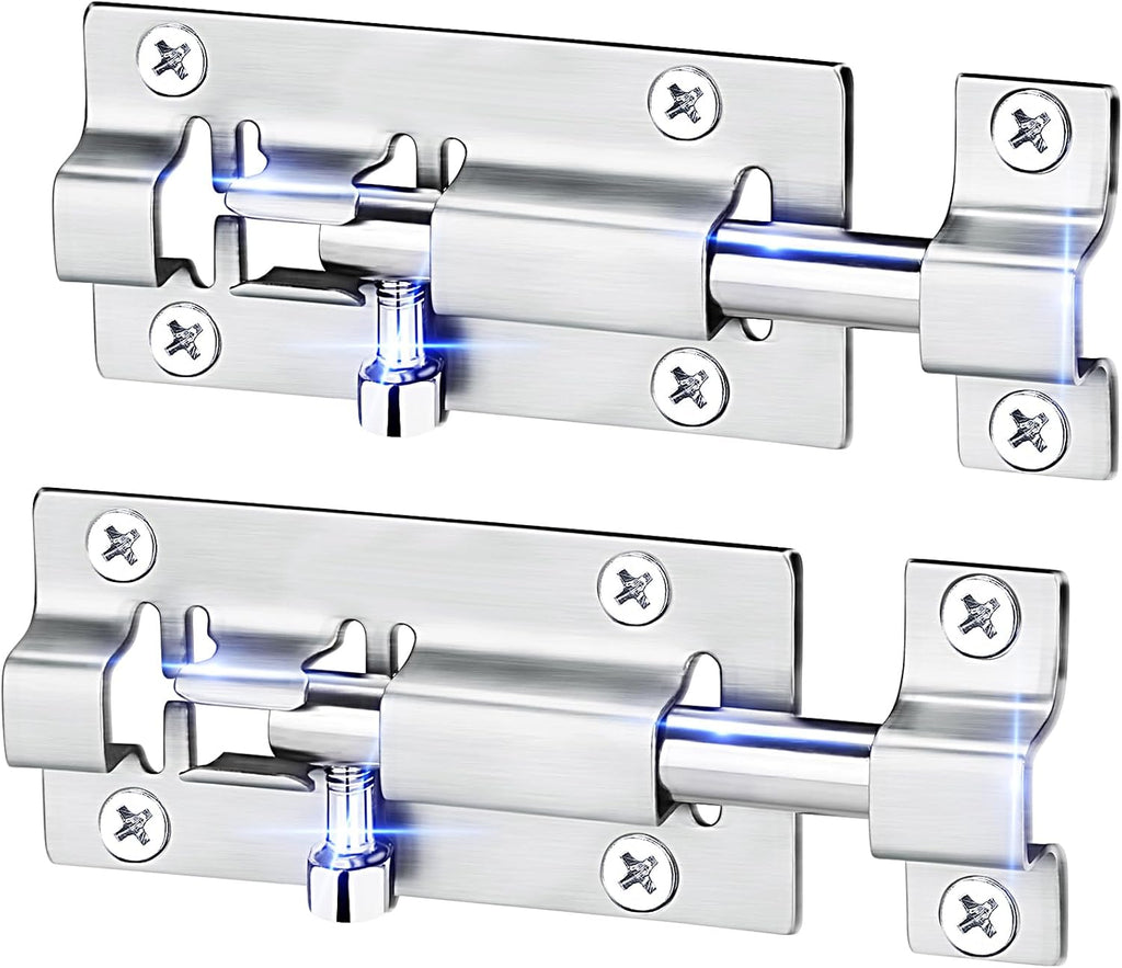 FATLODA 2 Pack Barrel Bolt Latch, 3 Inch Stainless Steel Slide Latch Lock