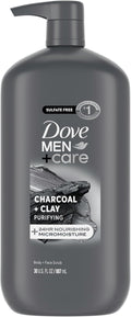 DOVE MEN + CARE Body and Face Scrub, Charcoal Body Wash, 30 oz