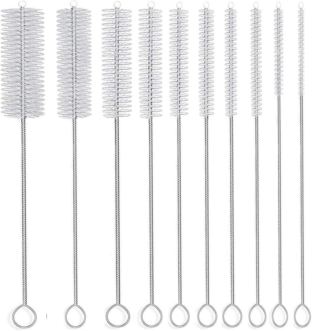 Long Straw Brush, Nylon Pipe Tube Cleaner 8-ihch 10 Different Diameters Set of 10