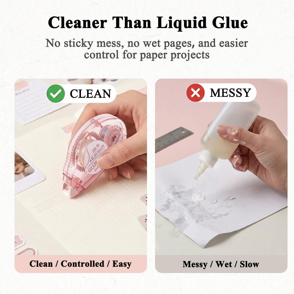 MARCADORUS Glue Tape Roller, Double-Sided Tape for Scrapbooking, 6 Pack