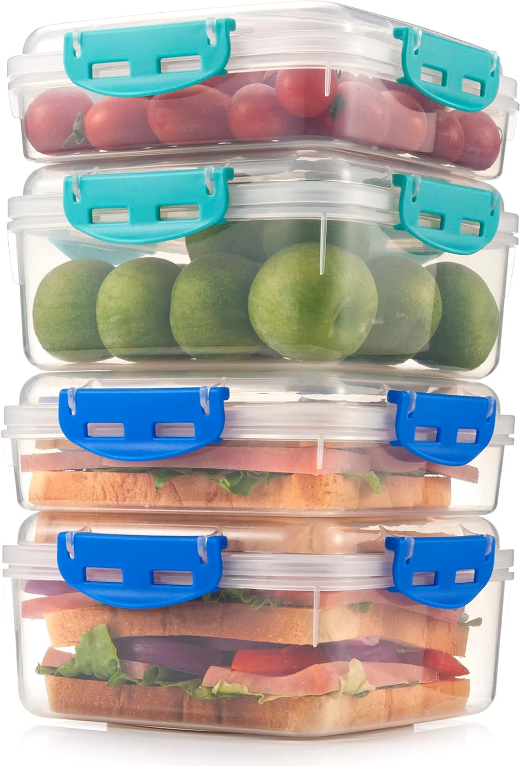 4 PCS Sandwich Containers 100% Airtight BPA-Free Microwave Dishwasher Safe