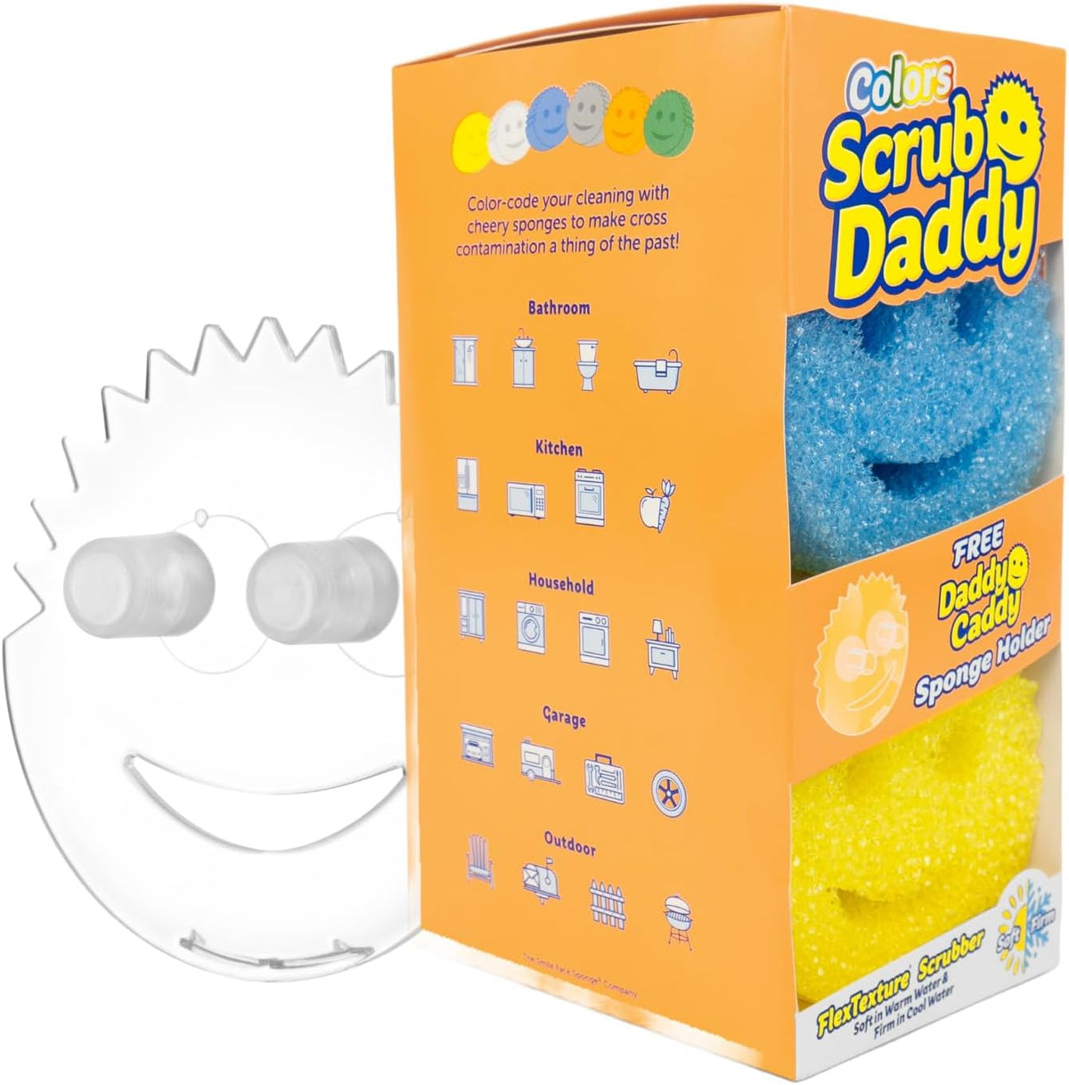 Scrub Mommy Kitchen Sponge (6) + Daddy Caddy Sink Holder