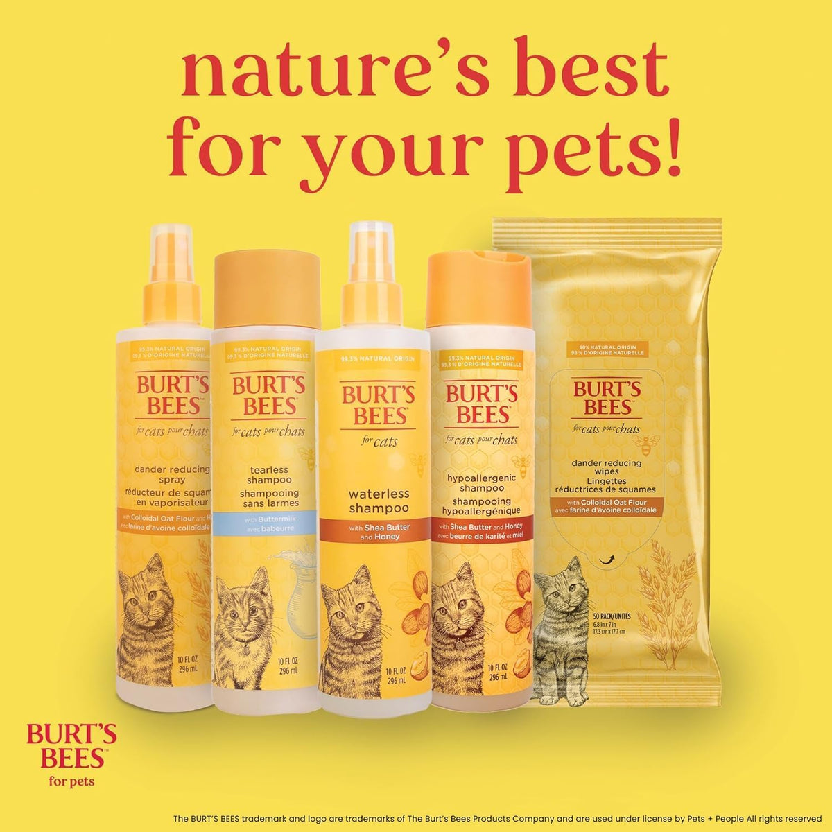 Burts Bees for Pets Hypoallergenic Cat Shampoo, Unscented, 10 Fl Oz