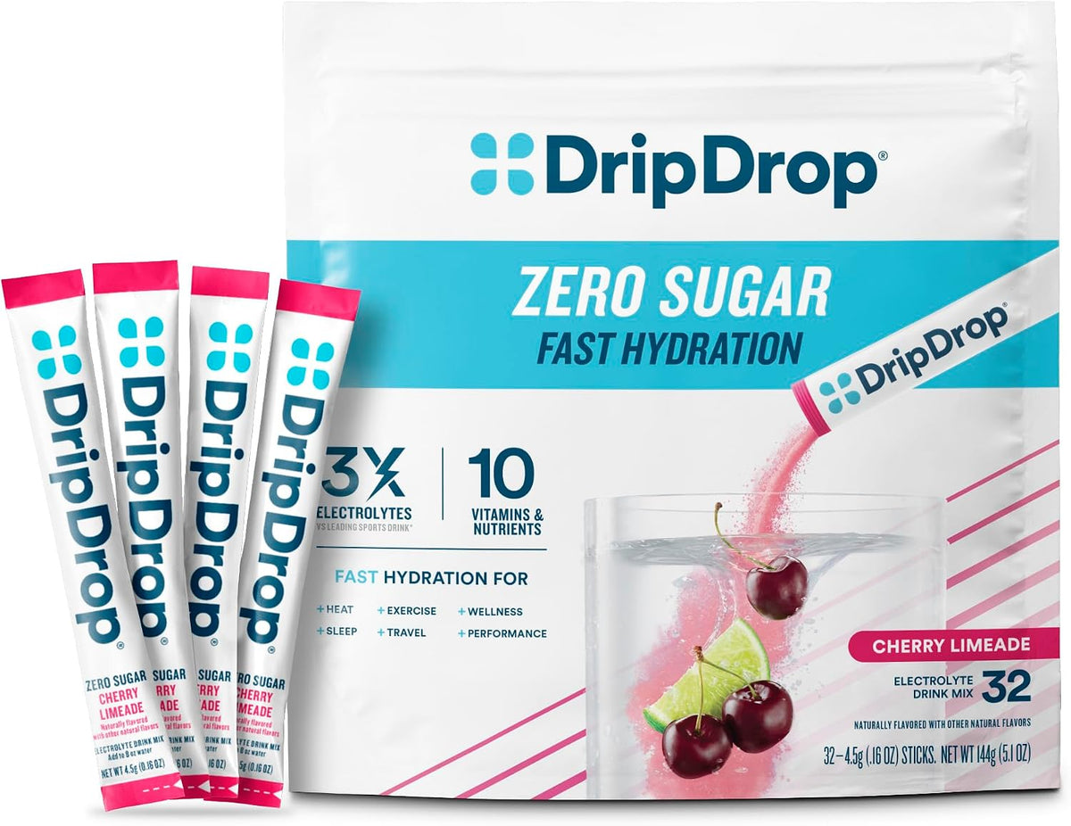 DripDrop Hydration Sugar Free Electrolyte Packets, Variety Pack, 32 Count
