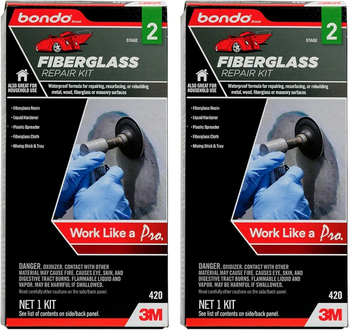 Bondo Fiberglass Resin Repair Kit, 00420, 0.45 Pint