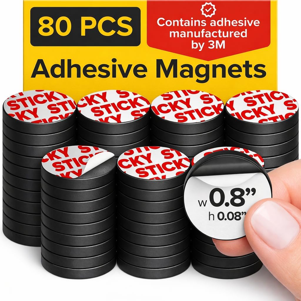 Sticky Flexible Adhesive Magnets for Crafts, 0.8"x0.08" (20x2mm), 120 pcs
