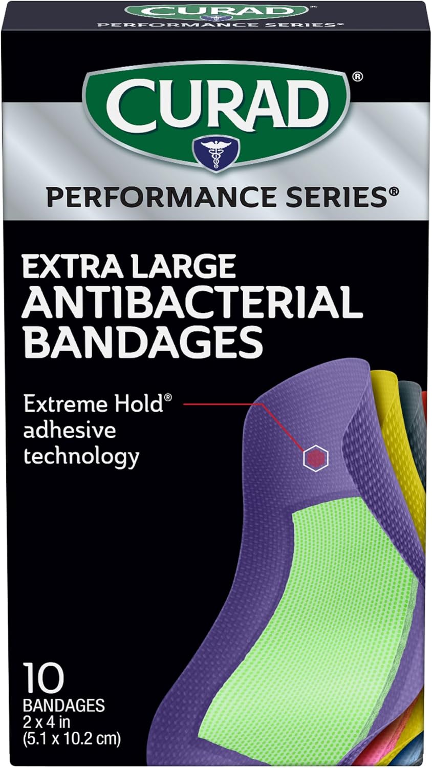 CURAD® Performance Series® Extra Large Antibacterial Bandages, Box of 10