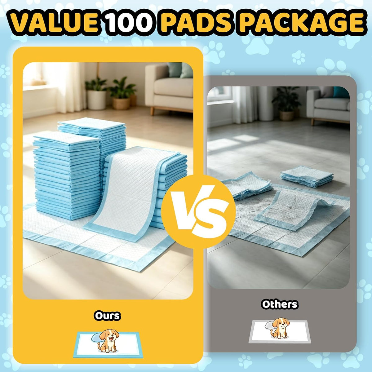 100 Count Dog Pee Pads 34" x 28", Super Absorbent Leak-Proof Training Pads | Quick-Dry Design,Dog Training Pads,6-Layer Protection,Soft Nonwoven Top Layer,XL Size,Versatile Use,Tear-Resistant