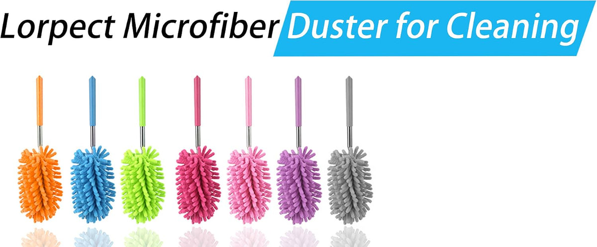 Mini Duster for Cleaning, 360° Bendable Hand Dusters with Extension Pole, Washable Small Duster for Car Interior, Office, Furniture