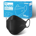 akgk KN95 Face Masks 50 Pack for Adults, 5-Ply Black Disposable Face Mask