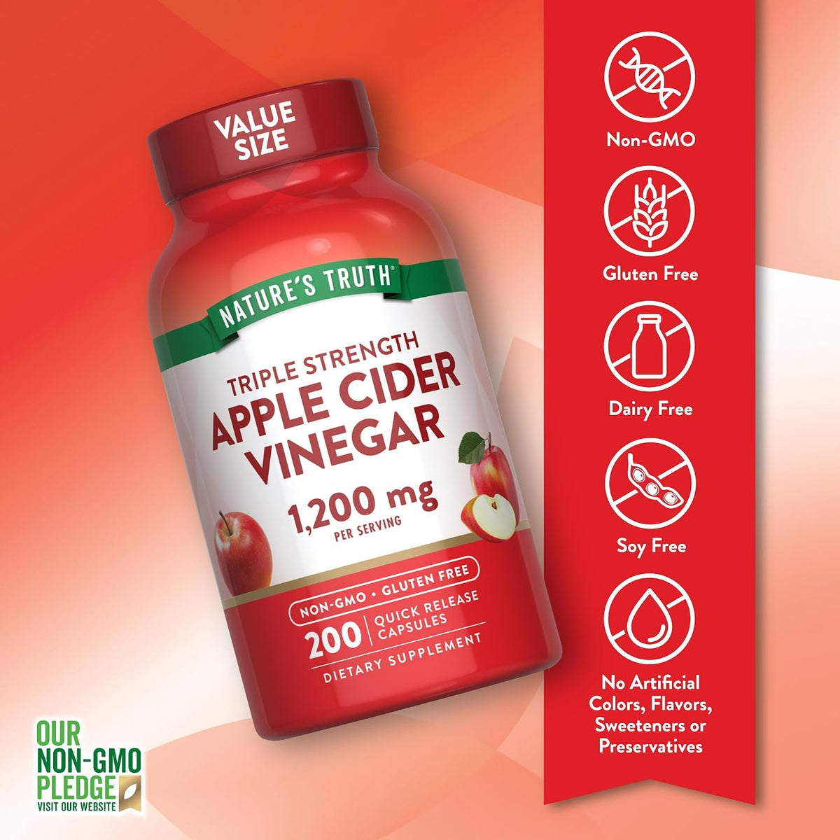 Nature's Truth Apple Cider Vinegar Capsules | 1200mg | 200 Pills