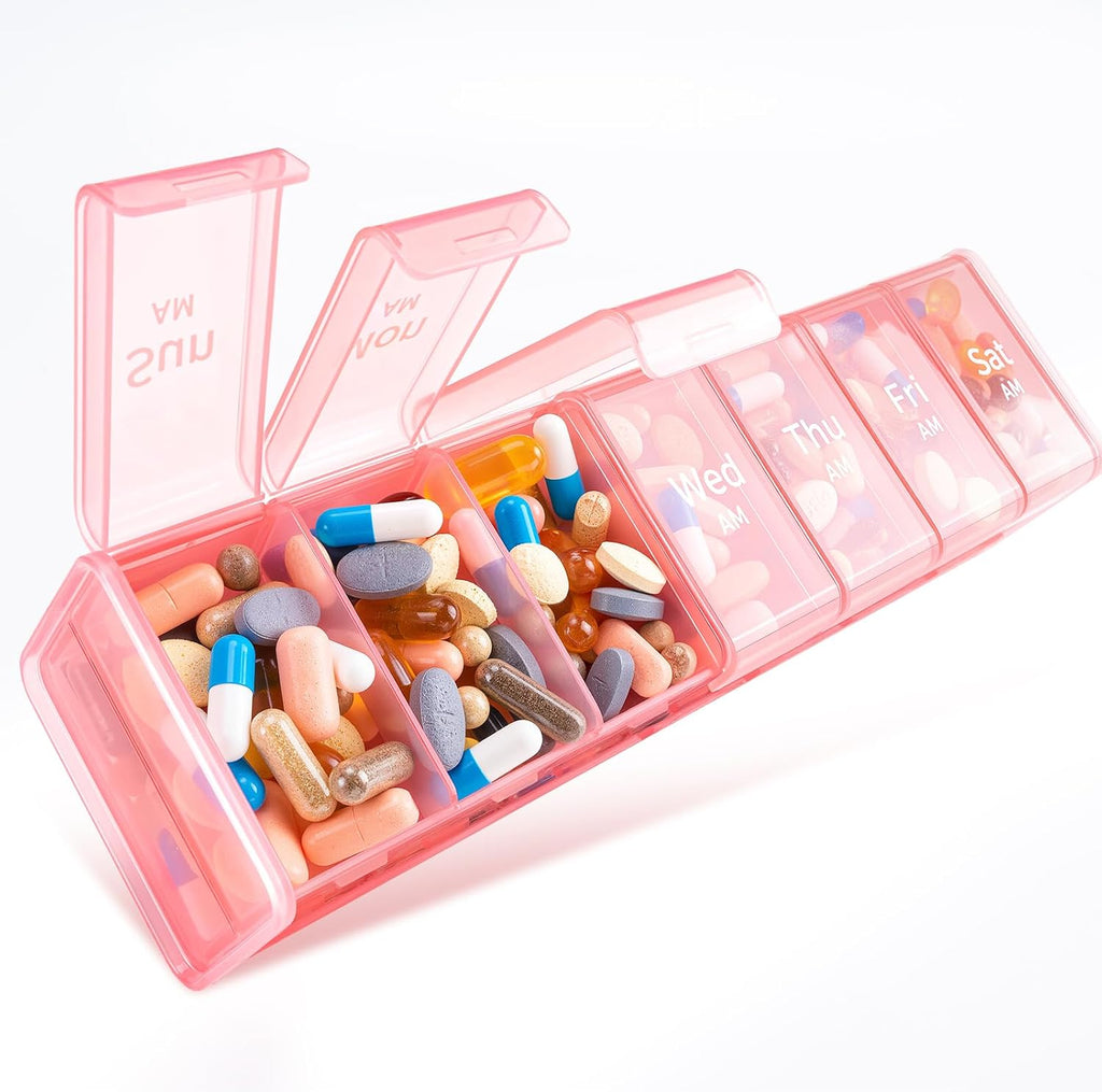 Daviky Extra Large Weekly Pill Organizer 2 Times a Day, XXL Pill Box 7 Day