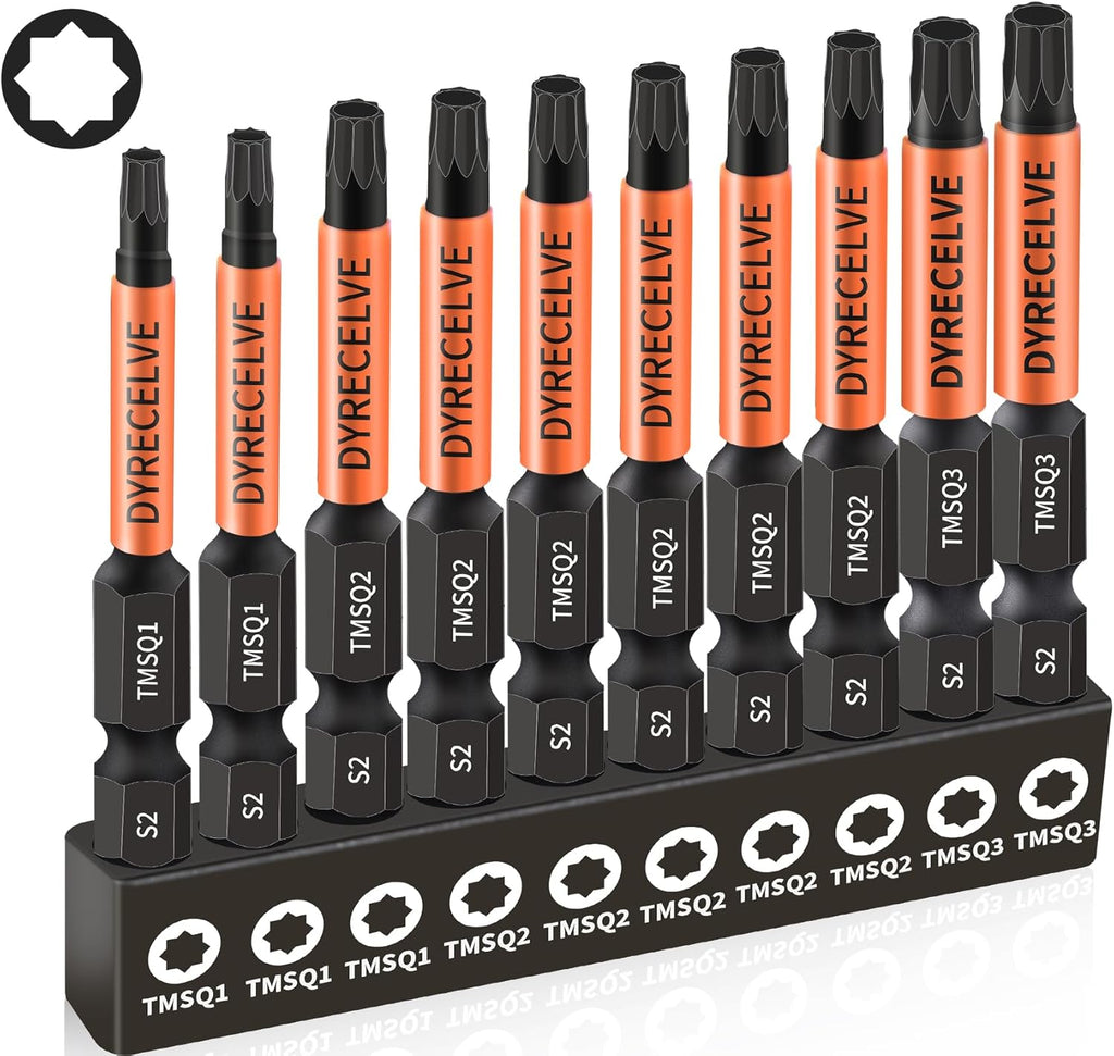 DYRECELVE 10-Pack 8-Point Star Bit Set for Trailer, Double Square, 2.56 IN