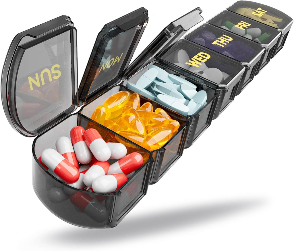 Large Pill Organizer Weekly - 7 Day Compartments with Easy-Open Design