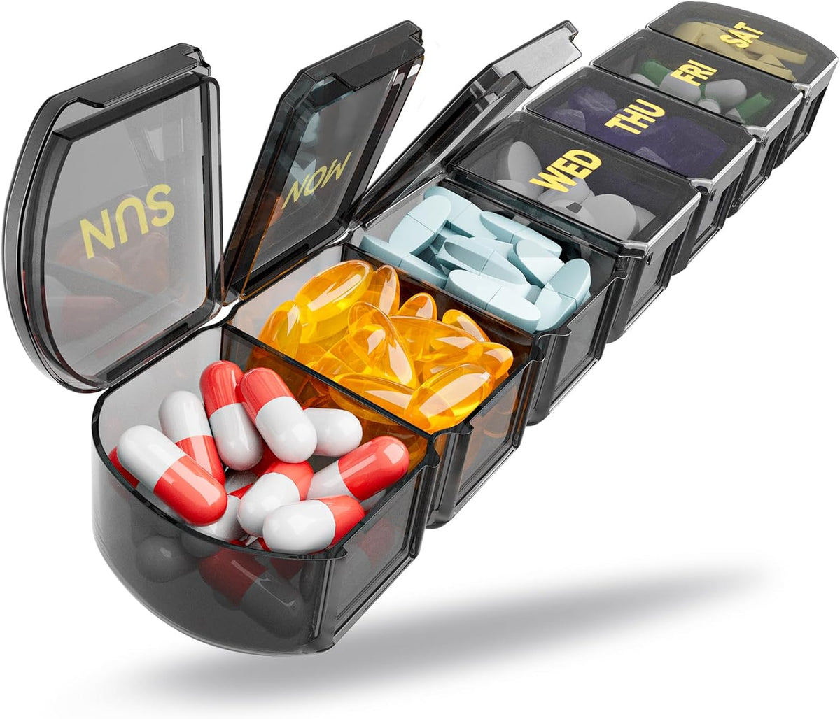 Large Pill Organizer Weekly - 7 Day Compartments with Easy-Open Design