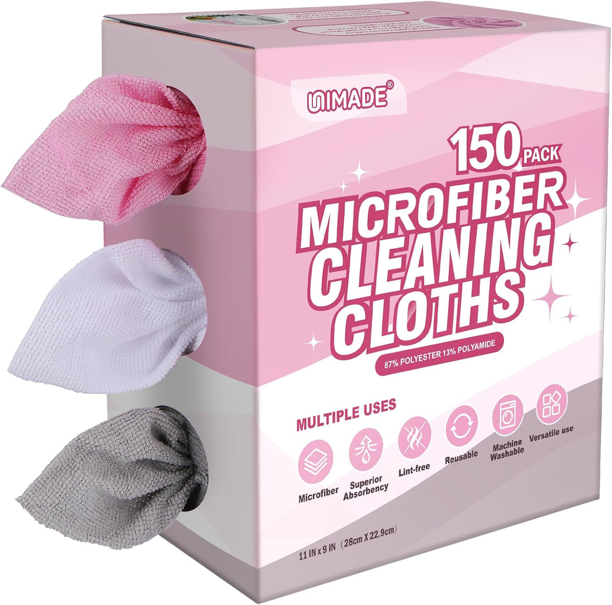 UNIMADE Shop Towels, 100 Sheets Microfiber Cleaning Cloth