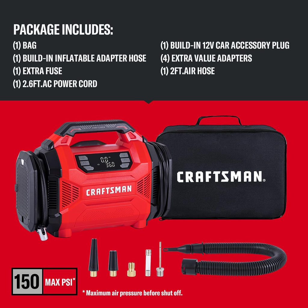 CRAFTSMAN Dual Power Tire Inflator with Digital Gauge & Auto Shut-Off
