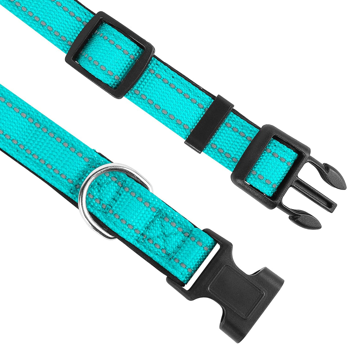 Reflective Dog Collar, Adjustable Soft Neoprene Padded,Teal,M