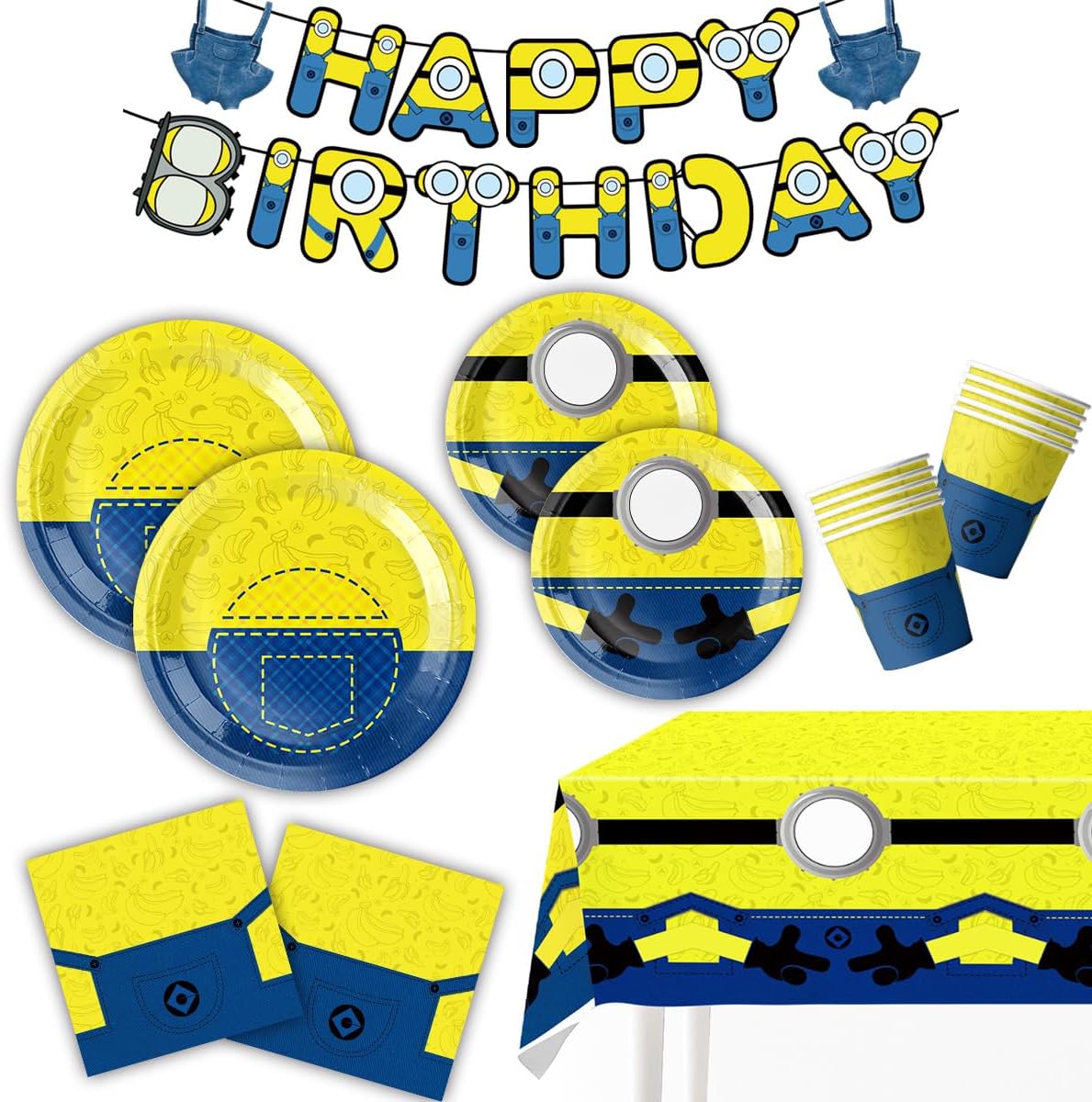 Cartoon Sponge Birthday Supplies, Cute Funny Sea Happy Birthday Tableware for Kid, Party Decoration Supplies with Banner, Tablecloth, Plate, Paper Cup, Napkin