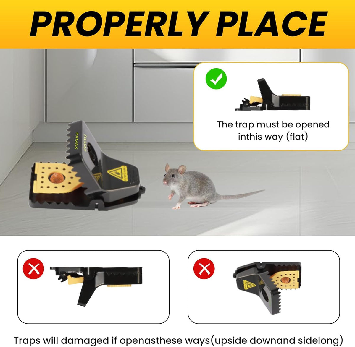 Mouse Traps Indoor for Home, 4-Pack Reusable Humane Snap Traps