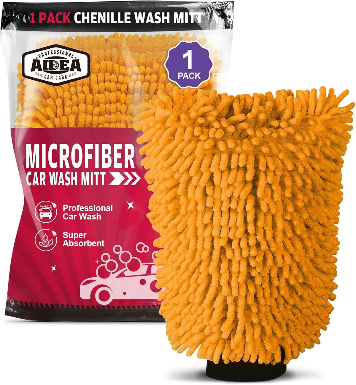 AIDEA Car Wash Mitt Microfiber-2PK, Car Wash Brush, Green, 7.12''X10.14''